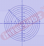 Concentric circles, 10 circles.